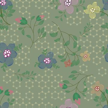 line draw flower mixed with hexagon pattern