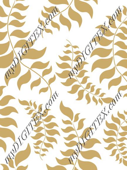 Golden Leaves on White, Elegant Christmas, Winter Pattern