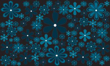 fantasy daisies turquoise-black