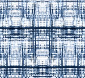 Light indigo blue shibori tie dye tartan