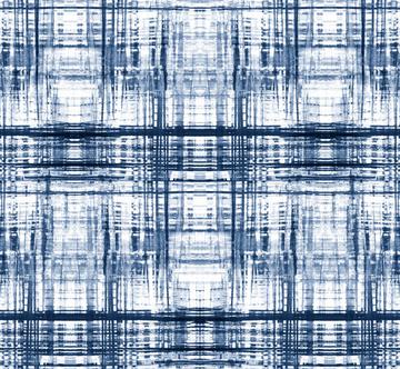 Light indigo blue shibori tie dye tartan