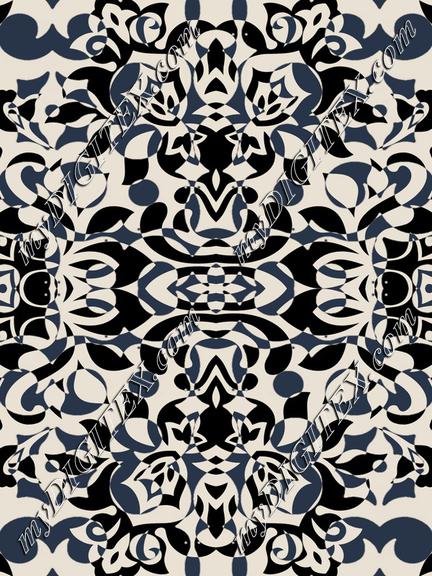 Stylised petals art deco beige black wallpaper