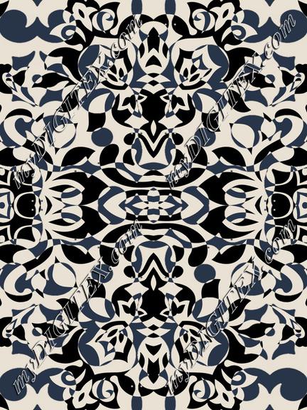 Stylised petals art deco beige black wallpaper