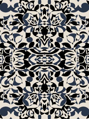 Stylised petals art deco beige black wallpaper