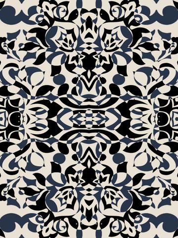 Stylised petals art deco beige black wallpaper