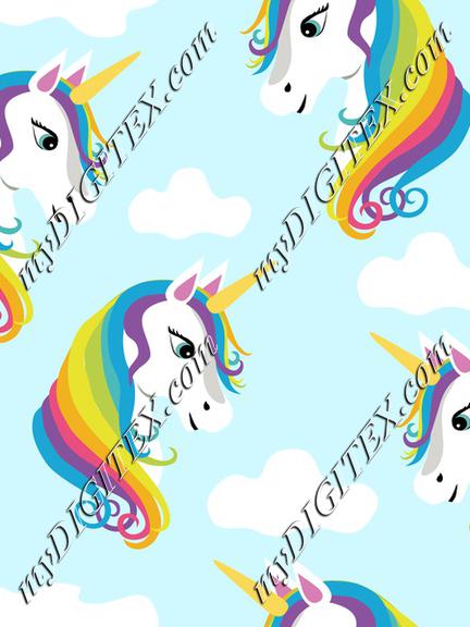 Rainbow Unicorns on Blue