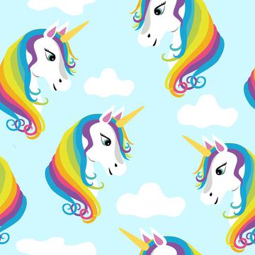 Rainbow Unicorns on Blue