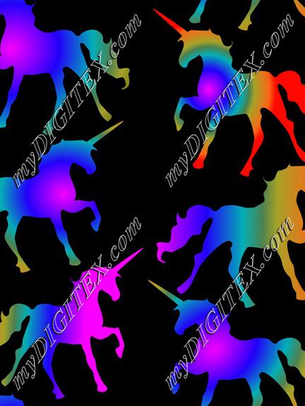 Rainbow Unicorns on Black