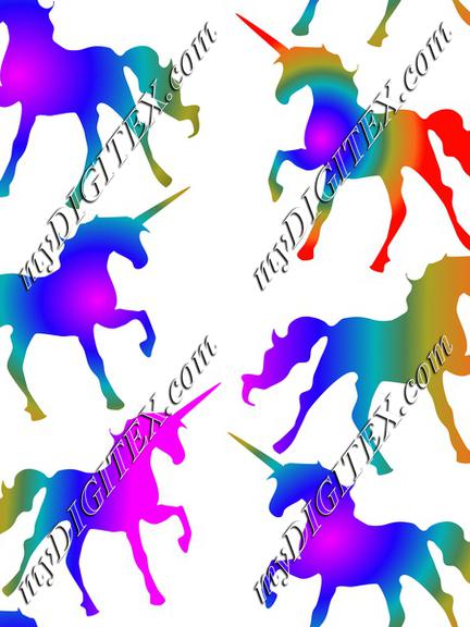 Rainbow Unicorns on White