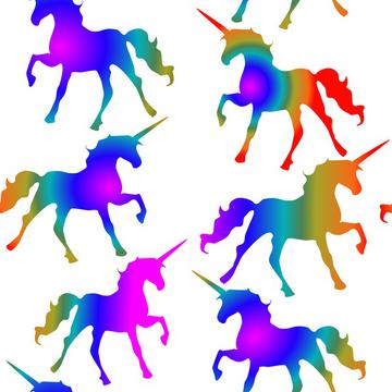 Rainbow Unicorns on White