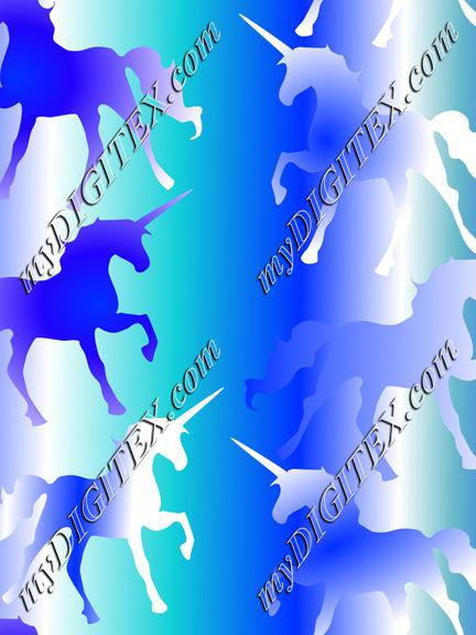 Unicorns on Blue