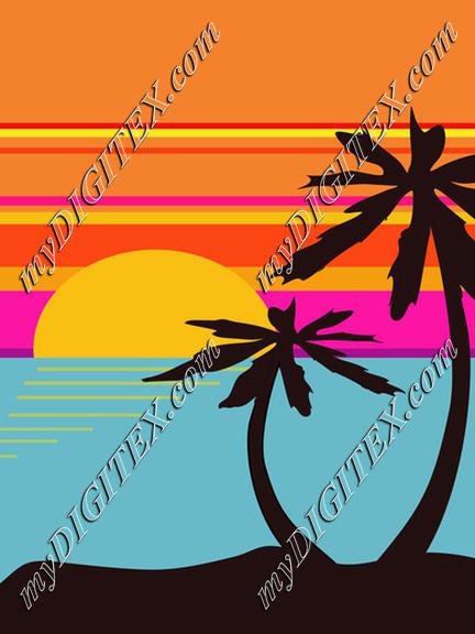 Tropical Sunset with Plams