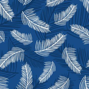 Palm Leaves Classic Blue Back