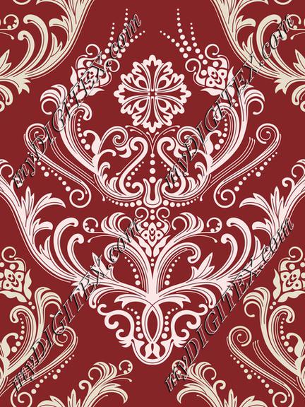 Watercolor Bouquet Damask 2