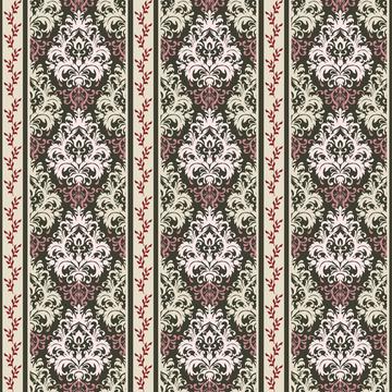 Watercolor Bouquet Damask Stripe