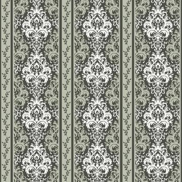 Antique Bouquet Damask Stripe