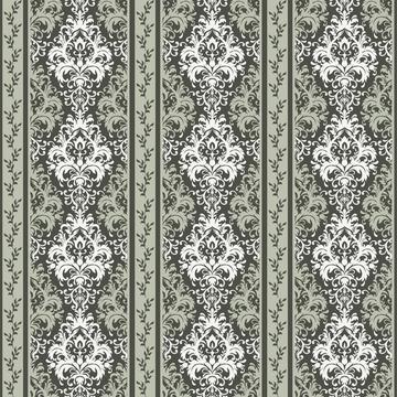 Antique Bouquet Damask Stripe