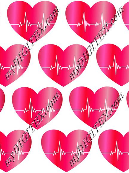 Heartbeat Red Hearts Romantic Love Pattern