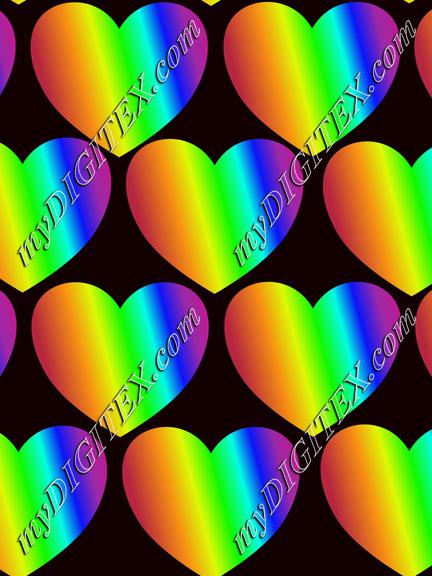 Rainbow hearts on black