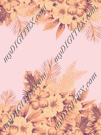 Tropical flowers Gold Pink