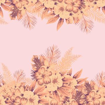 Tropical flowers Gold Pink