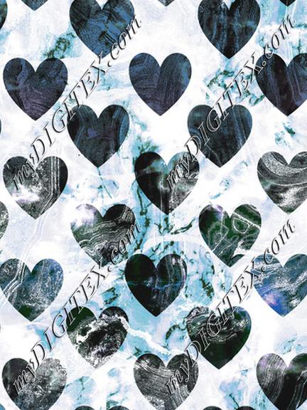 Blue Marble Textured Hearts Valentine pattern