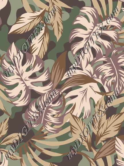 Hibiscus Camo Tropical Leaves