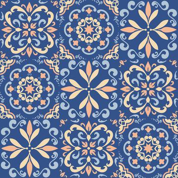 Ceramic Tiles Classic Blue, Peach