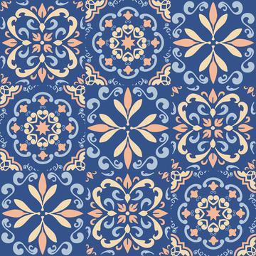 Ceramic Tiles Classic Blue, Peach