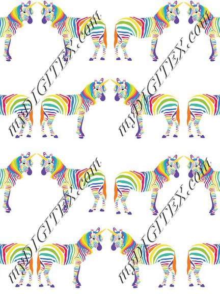 Rainbow unicorn zebras on white