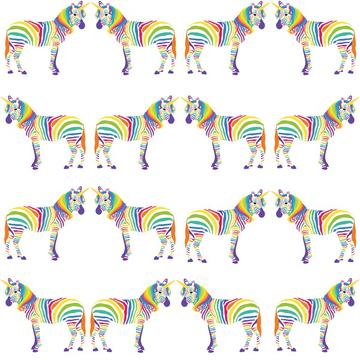 Rainbow unicorn zebras on white