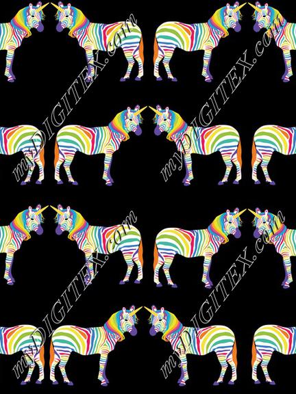 Rainbow unicorn Zebras on black